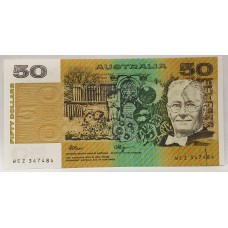 AUSTRALIA 1990 . FIFTY 50 DOLLAR BANKNOTE . ERROR . INK TRANSFER . UNCIRCULATED